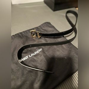 YSL size small black leather belt